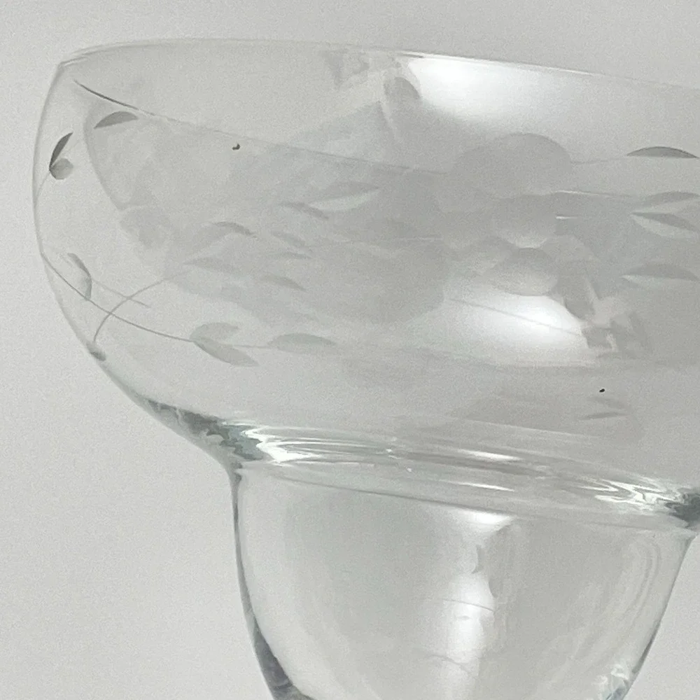 Princess House Margarita Etched Floral Glass Crystal Heritage‎ #479 Discontinued
